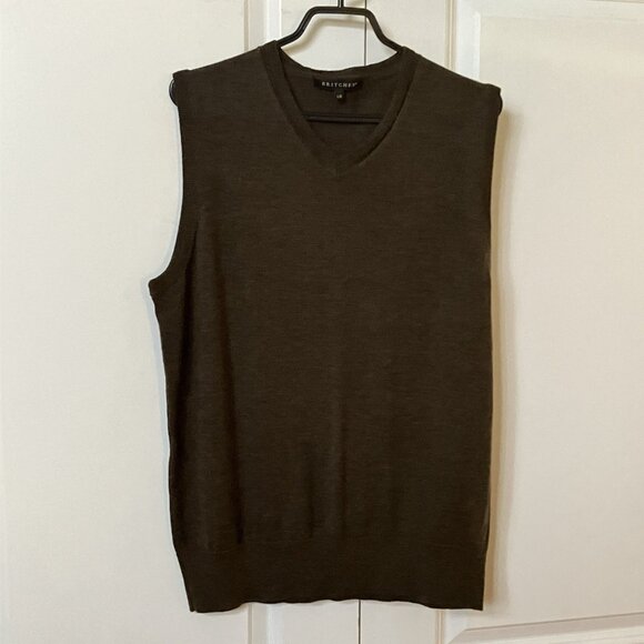 Britches Sweater Vest Mens L Brown Merino Wool Knit V-neck Grandpa Academia - Picture 1 of 7
